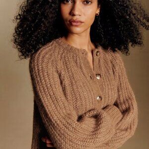 Sezane Emile Cardigan Mottled Camel M